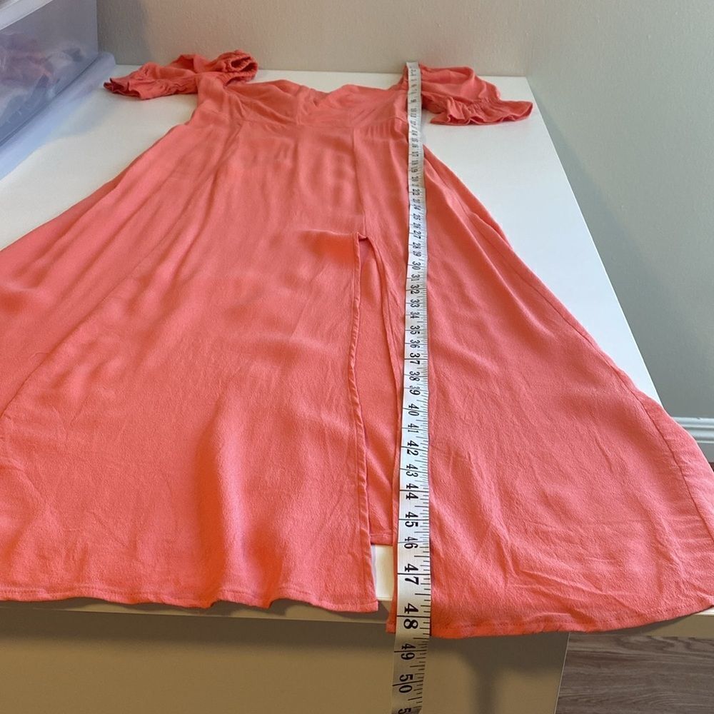 We Wore What Peach Puff Sleeve Midi Dress Size 2 - Picture 13 of 13